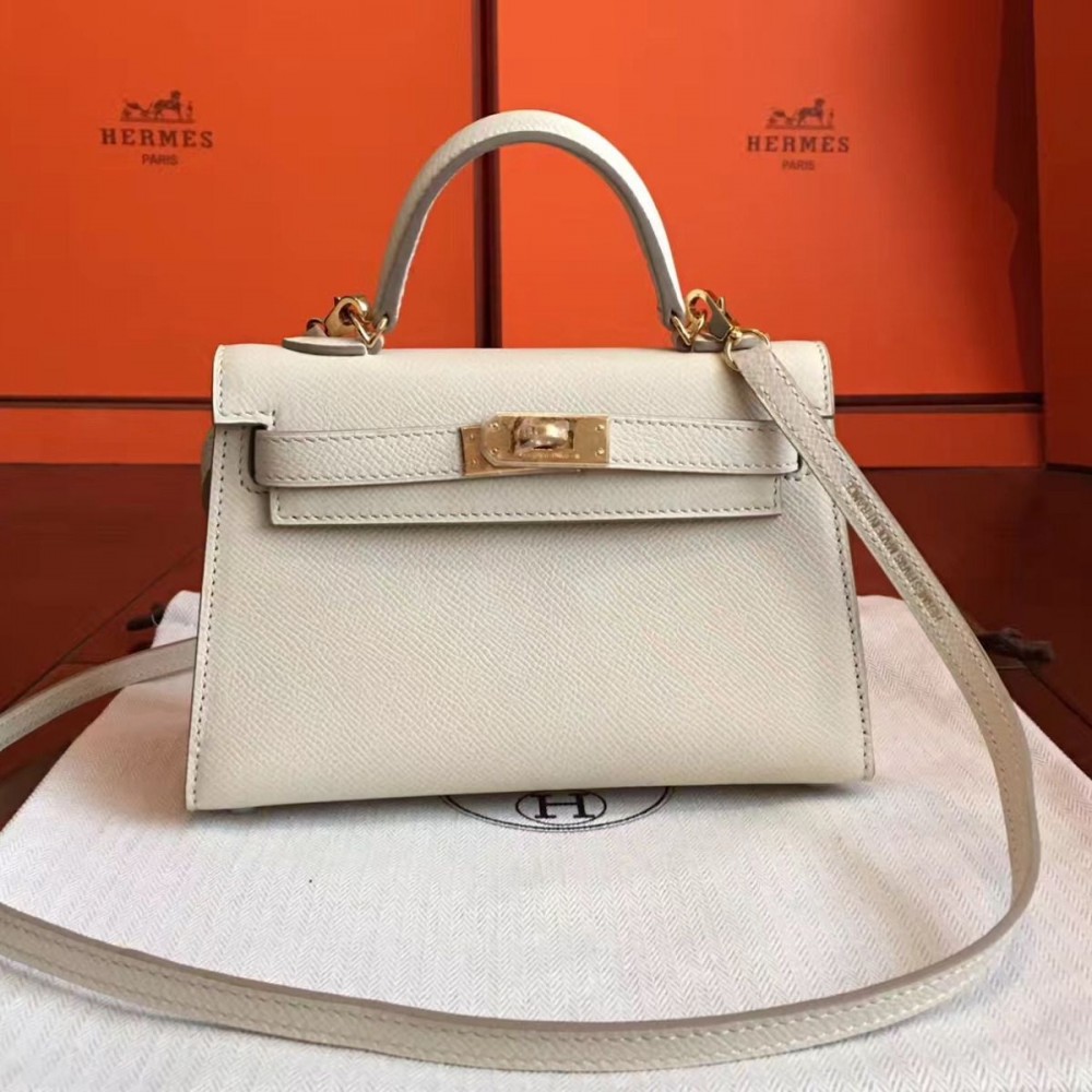 High Quality Replica Hermes Kelly Mini II Handmade Bag In Beton Epsom Leather $ 439 USD