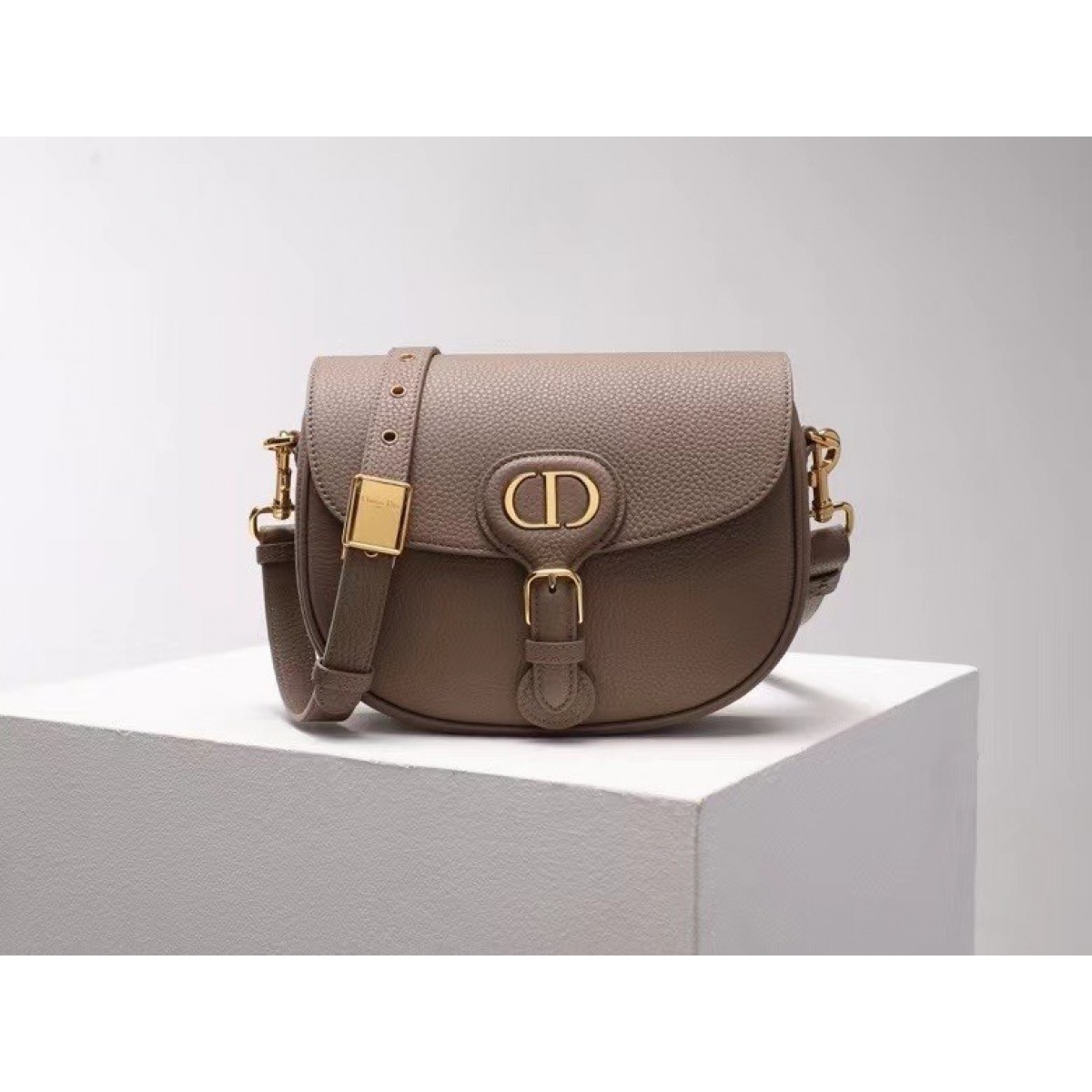 Dior Medium Bobby Bag In Warm Taupe Grained Calfskin High Quality Replica
